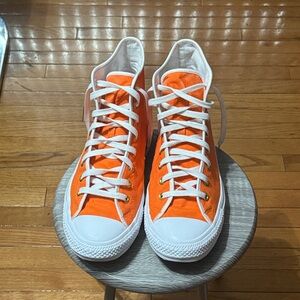 Orange  “Blaze up “Custom Converse High-Top Sneakers